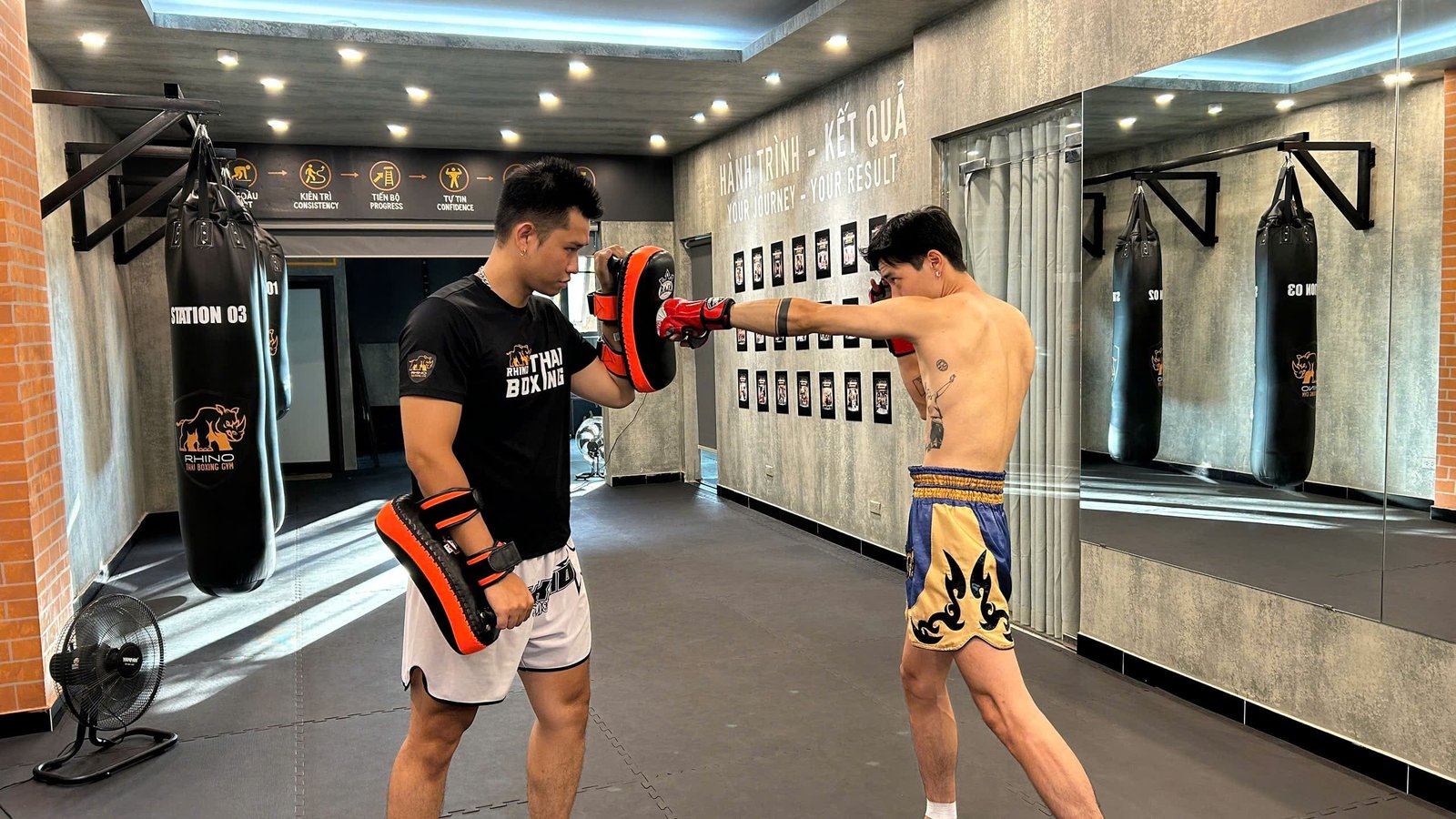 Muay Thai training at Rhino Thai Boxing Gym, Tay Ho, Hanoi
